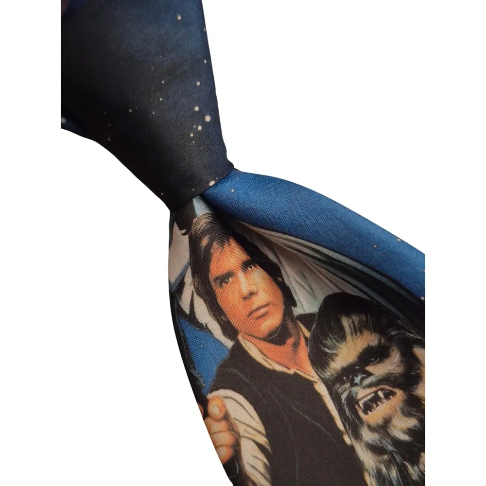WallyWear Star Wars Mens Tie Blue Black Character Collage Darth Vader Luke VTG